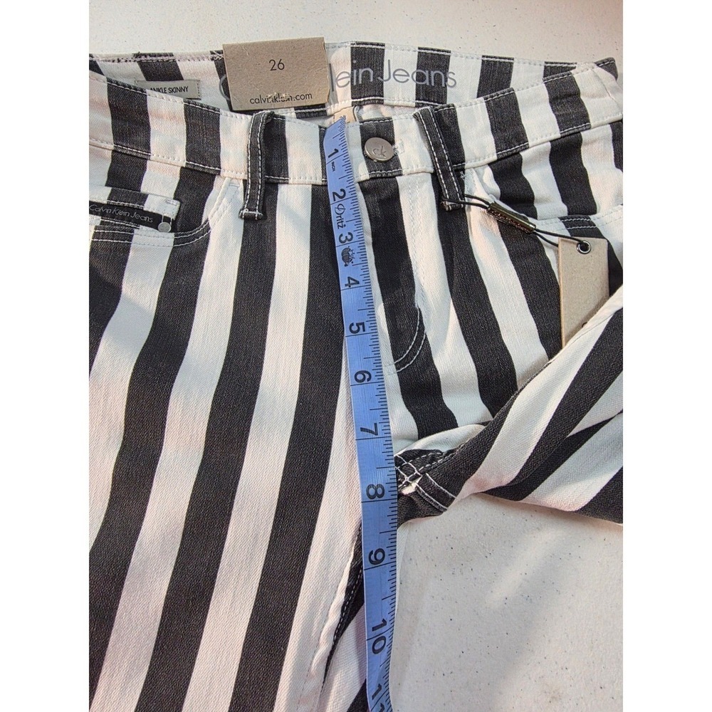 Calvin Klein Jeans Black White Stripe Ankle Skinny Womens Size 26 Pants - Picture 8 of 8